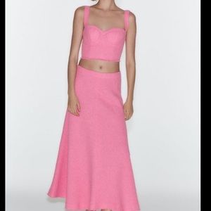 Zara Pink Tweed Set NWT🎀Busiter top & skirt